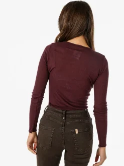 Sublyme T-shirt donna a maniche lunghe in cashmere naturale - bordeaux
