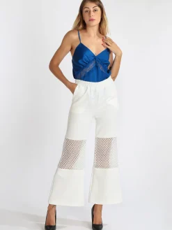 Sun Sun Pantaloni donna a zampa con dettaglio a rete