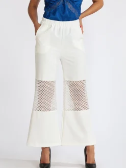 Sun Sun Pantaloni donna a zampa con dettaglio a rete
