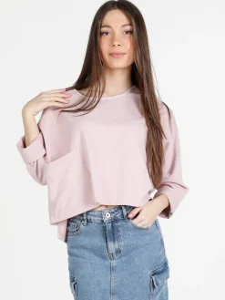 Sun Sun T-shirt cropped da donna con tasca