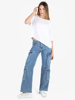 Sun Sun T-shirt donna asimmetrica in cotone