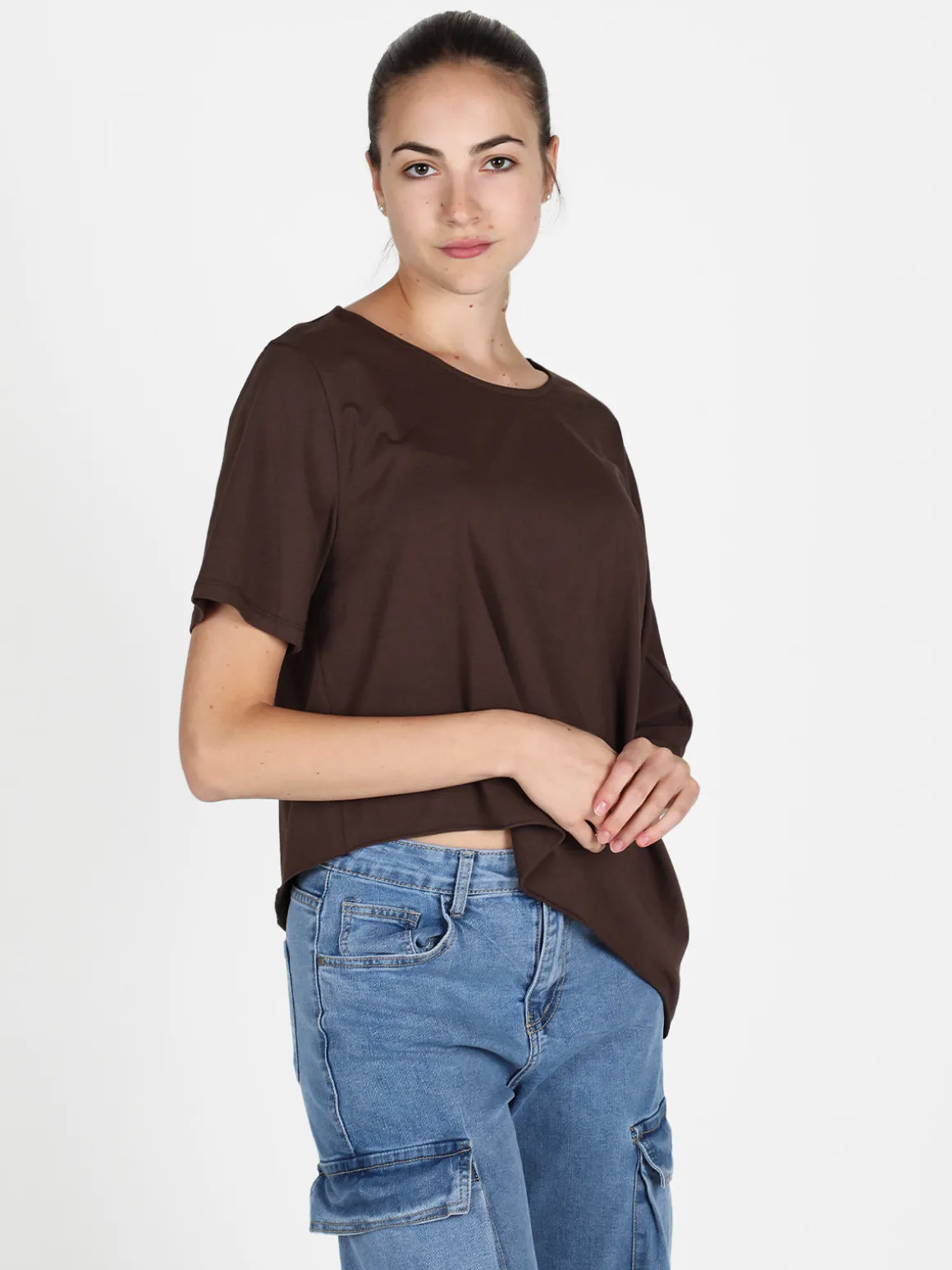 Sun Sun T-shirt donna asimmetrica in cotone