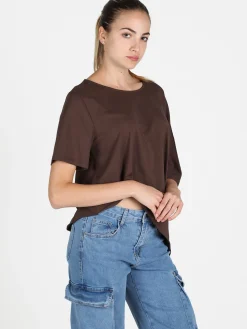 Sun Sun T-shirt donna asimmetrica in cotone
