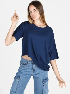 Sun Sun T-shirt donna asimmetrica in cotone