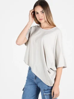 Sun Sun T-shirt donna asimmetrica in cotone