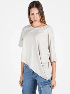 Sun Sun T-shirt donna asimmetrica in cotone