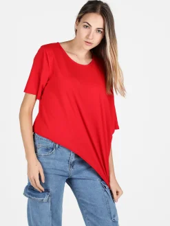 Sun Sun T-shirt donna asimmetrica in cotone