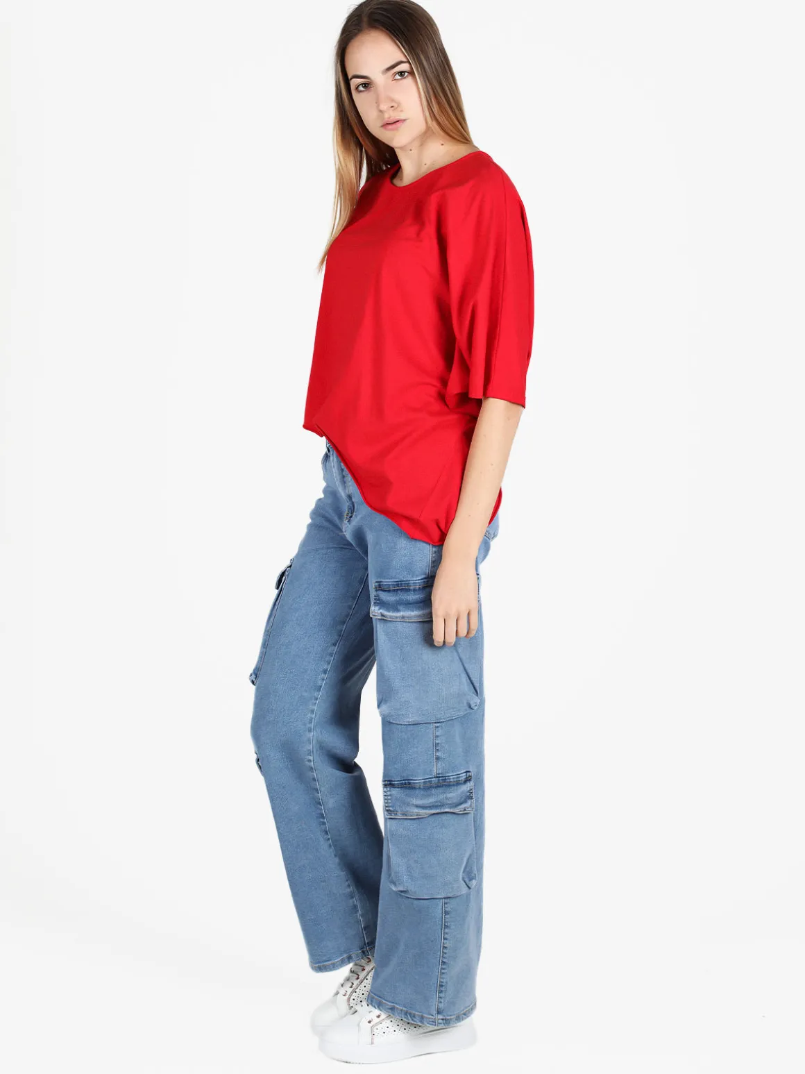 Sun Sun T-shirt donna asimmetrica in cotone