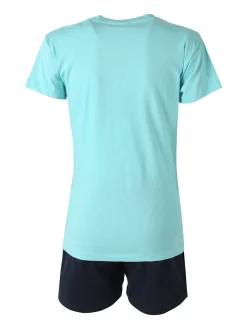Superga Completo corto da donna 2 pezzi in cotone con logo - acqua marina
