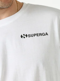 Superga T-shirt da uomo in cotone con logo - bianco