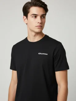 Superga T-shirt da uomo in cotone con logo - nero