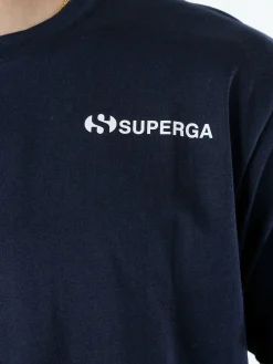 Superga T-shirt da uomo in cotone con logo - blu scuro