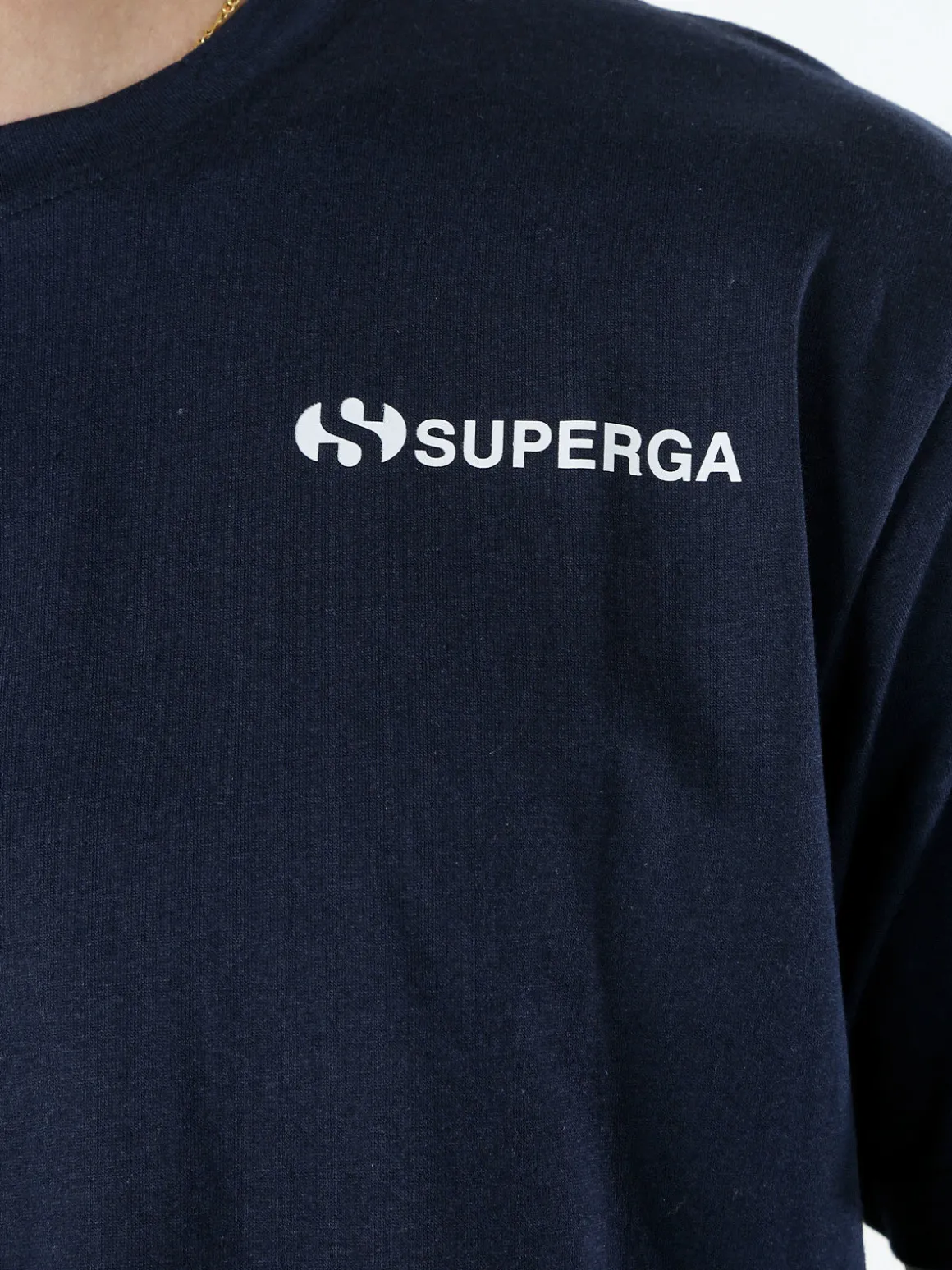 Superga T-shirt da uomo in cotone con logo - blu scuro