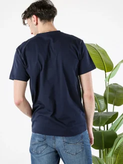Superga T-shirt da uomo in cotone con logo - blu scuro