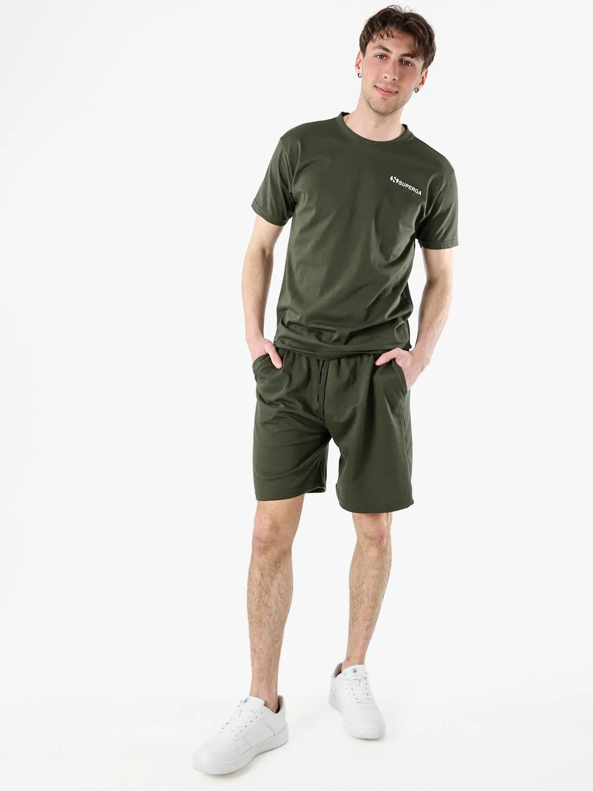 Superga T-shirt da uomo in cotone con logo - verde