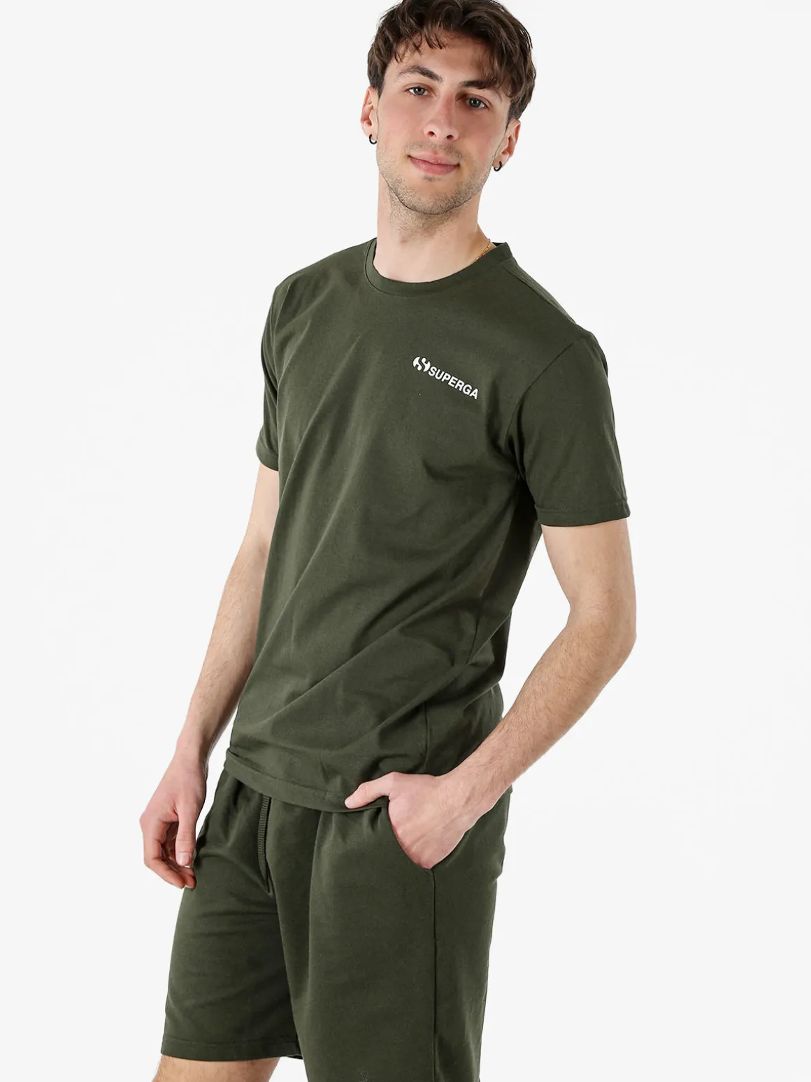 Superga T-shirt da uomo in cotone con logo - verde
