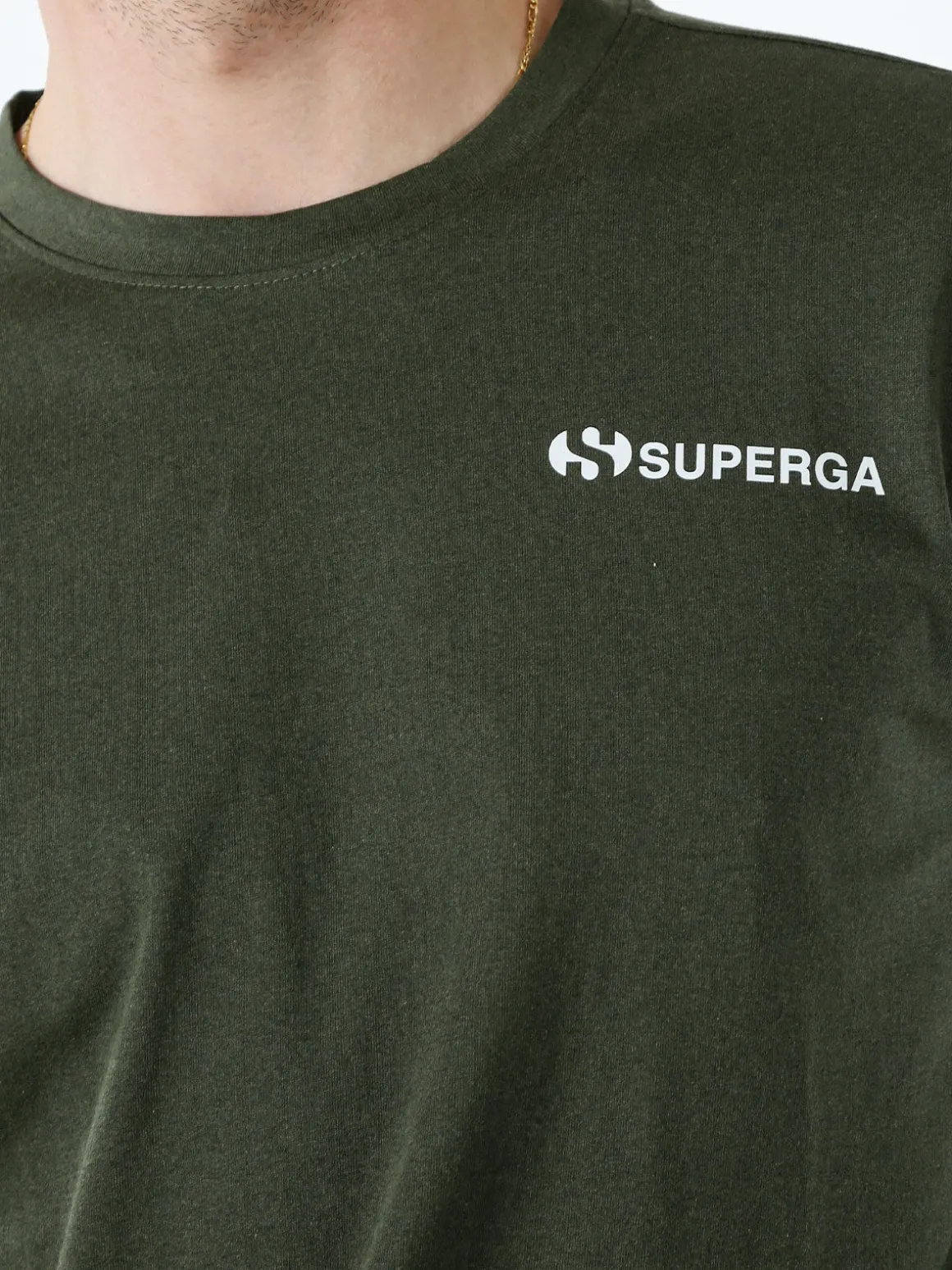 Superga T-shirt da uomo in cotone con logo - verde