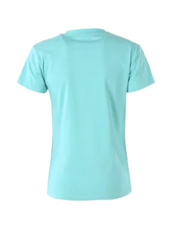Superga T-shirt girocollo da donna in cotone con logo - acqua marina