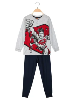 Superman Pigiama lungo da bambino in cotone interlock - grigio chiaro