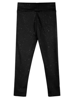 Super Star Leggings felpati da bambina con glitter - nero