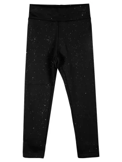 Super Star Leggings felpati da bambina con glitter - nero