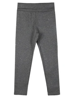 Super Star Leggings felpati da bambina con glitter - grigio