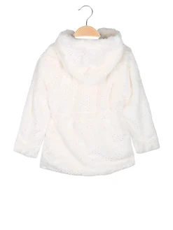 Sweet Junior Cappotto da bambina in ecopelliccia con cappuccio e zip - beige