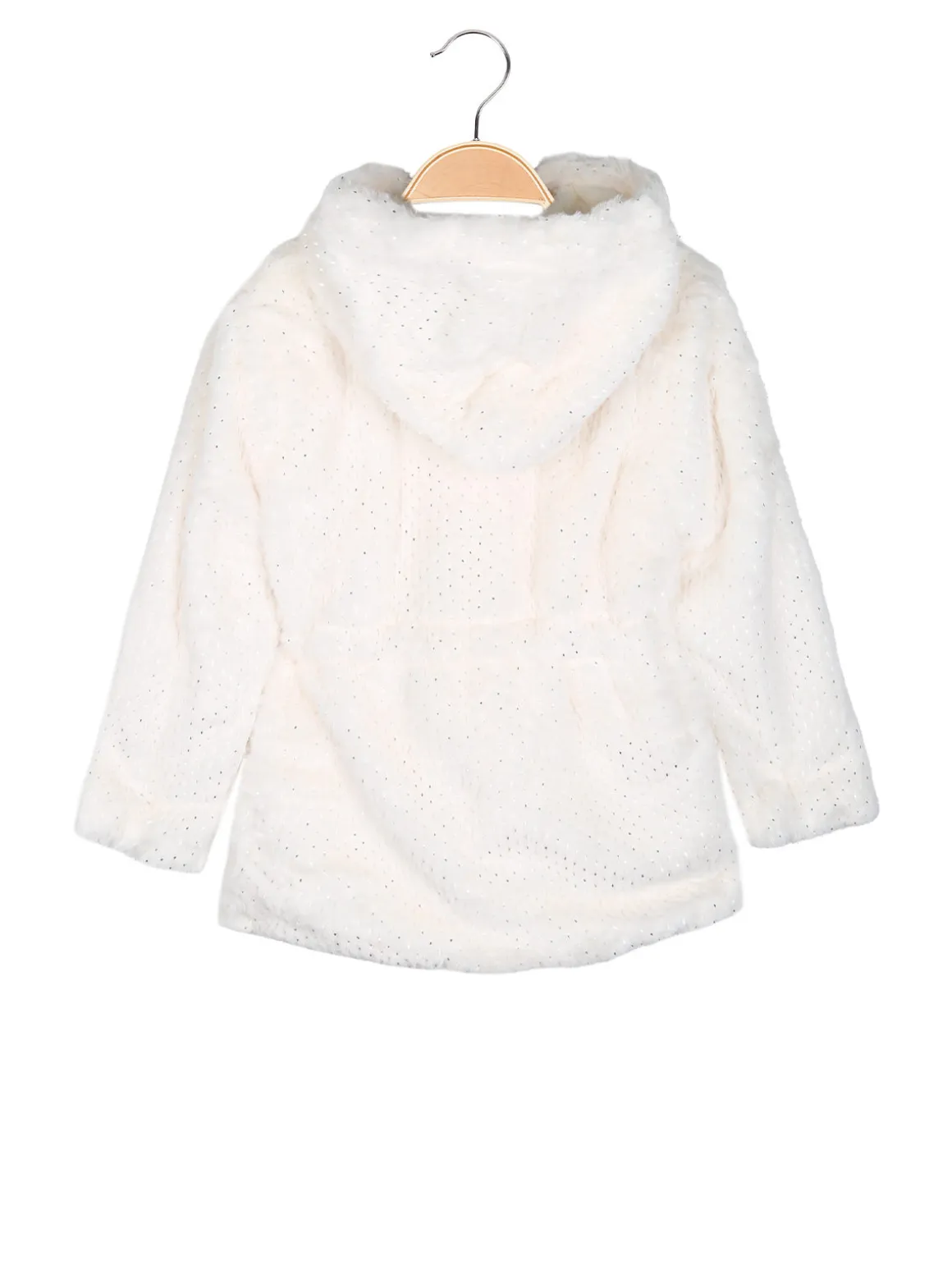 Sweet Junior Cappotto da bambina in ecopelliccia con cappuccio e zip - beige