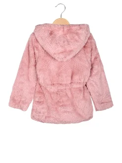 Sweet Junior Cappotto da bambina in ecopelliccia con cappuccio e zip - rosa
