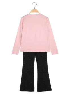 Sweet Junior Completo elegante da bambina con paillettes e pantaloni a zampa - rosa