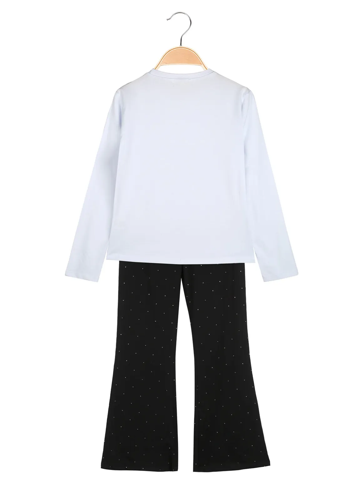 Sweet Junior Completo elegante da bambina con paillettes e pantaloni a zampa - bianco