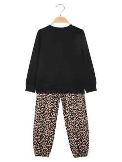 Sweet Junior Completo 2 pezzi animalier da bambina - nero