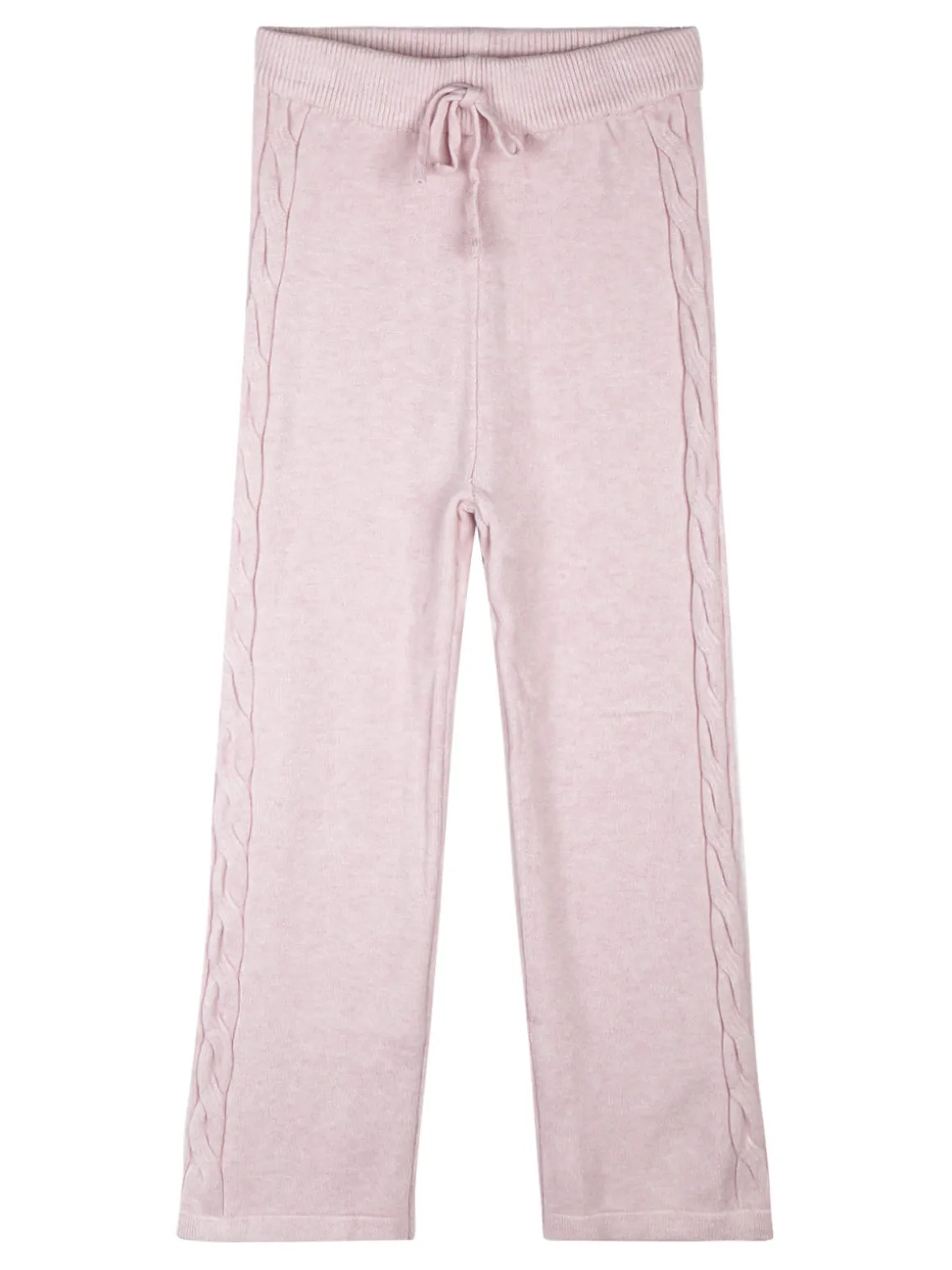 Sweet Junior Completo 2 pezzi da bambina in maglia con cappuccio e pantaloni a zampa