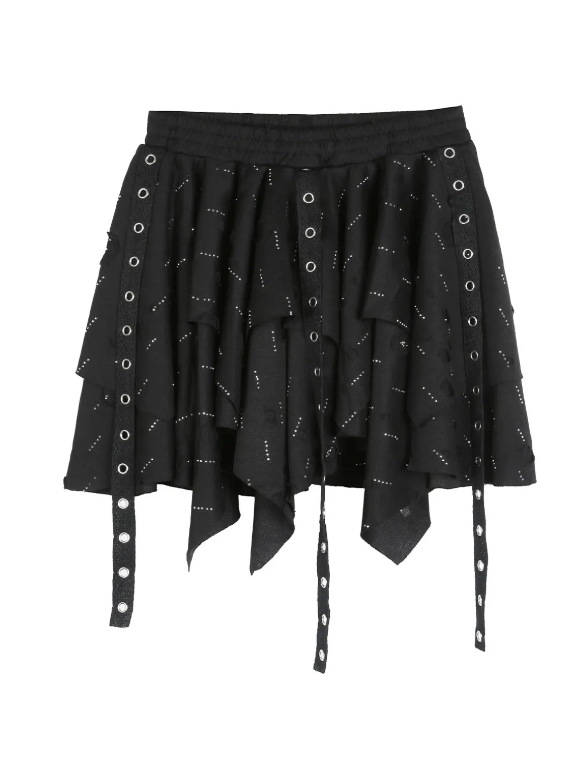Sweet Junior Completo 3 pezzi da bambina con giacca in ecopelle e gonna con strass - nero