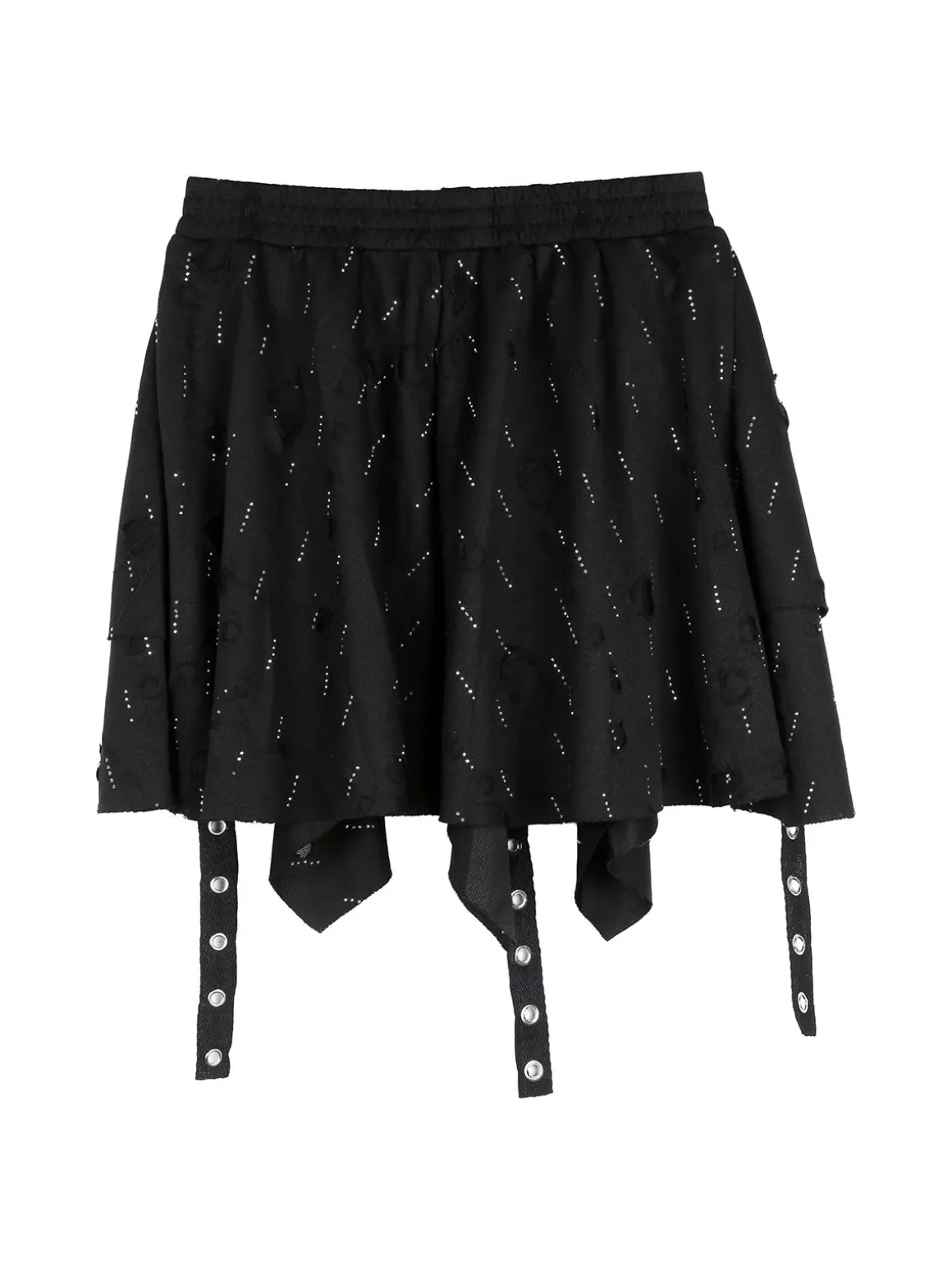 Sweet Junior Completo 3 pezzi da bambina con giacca in ecopelle e gonna con strass - nero