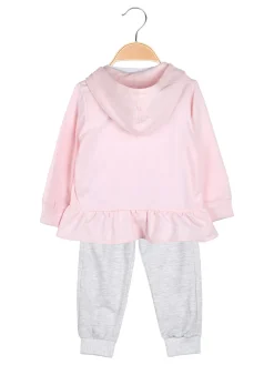 Sweet Junior Completo 3 pezzi da neonata con cappuccio e zip - rosa