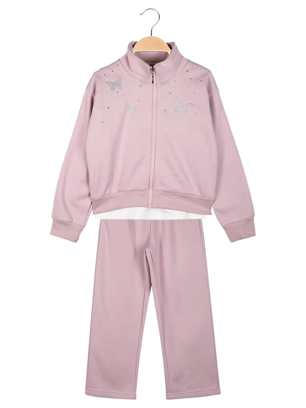 Sweet Junior Completo tuta da bambina 3 pezzi con strass - rosa
