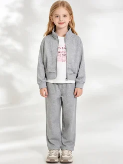 Sweet Junior Completo tuta da bambina 3 pezzi con strass - grigio