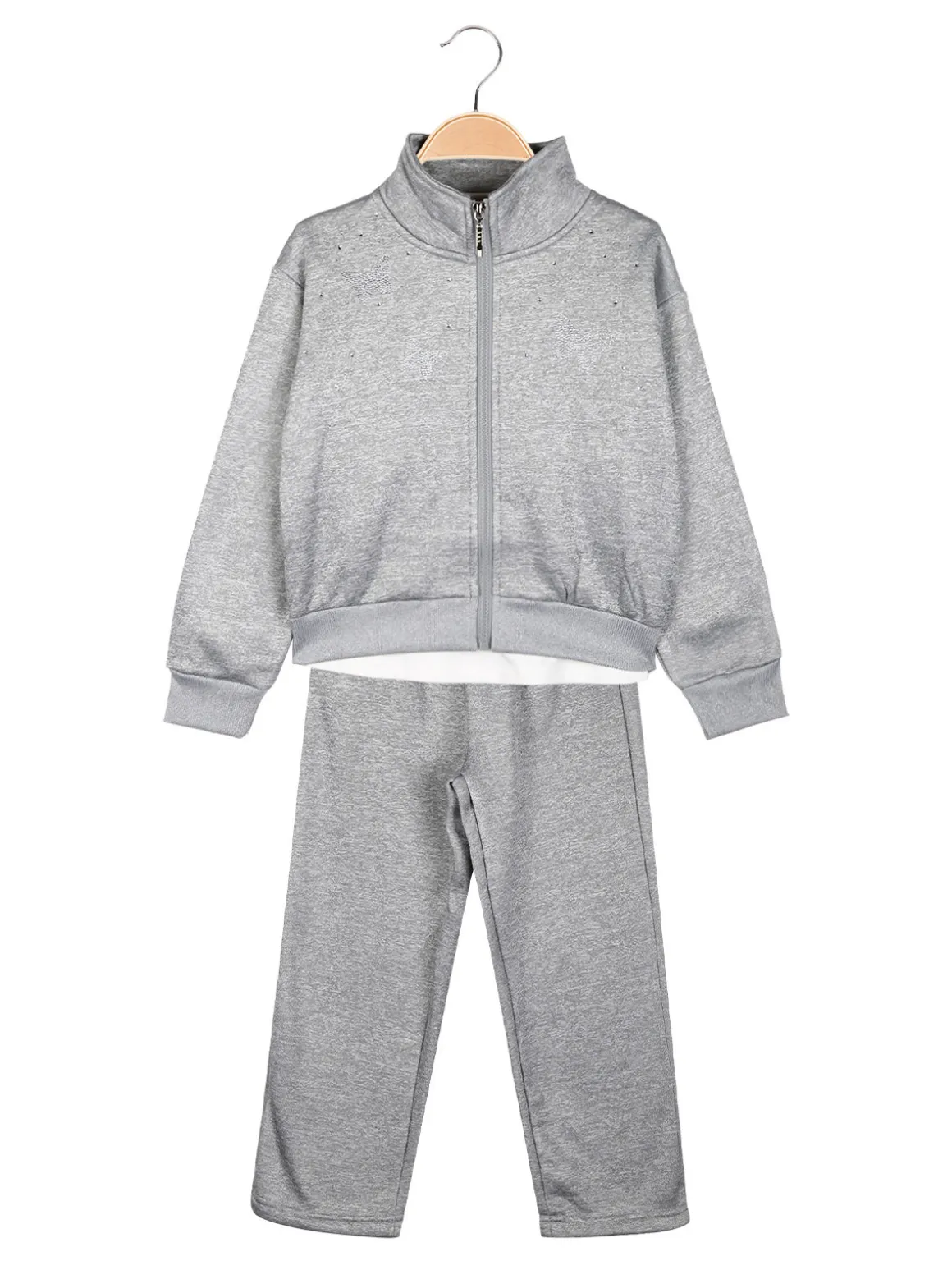 Sweet Junior Completo tuta da bambina 3 pezzi con strass - grigio