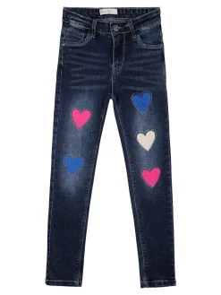 Sweet Junior Jeans skinny da bambina con cuori di peluche e strass - jeans