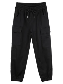 Sweet Junior Pantaloni cargo da ragazza con polsini e coulisse - nero