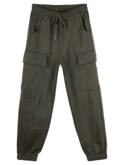 Sweet Junior Pantaloni cargo da ragazza con polsini e coulisse - militare