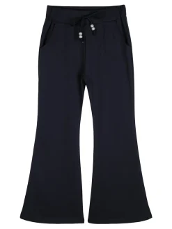 Sweet Junior Pantaloni da bambina a zampa con elastico in vita - blu scuro