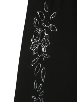 Sweet Junior Pantaloni da bambina a gamba larga con strass floreali - nero