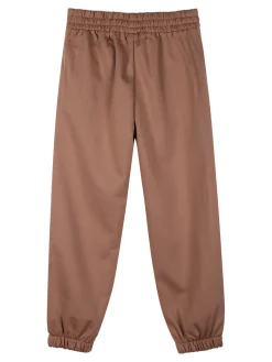 Sweet Junior Pantaloni tuta da bambina con fiori di peluche e strass - marrone