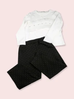 Sweet Junior T-shirt da bambina a maniche lunghe con tulle e strass - bianco
