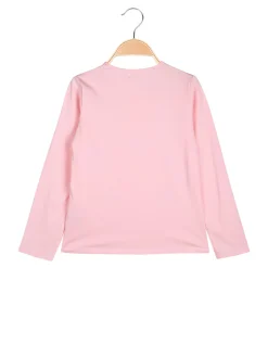 Sweet Junior T-shirt da bambina a maniche lunghe con strass e perle - rosa