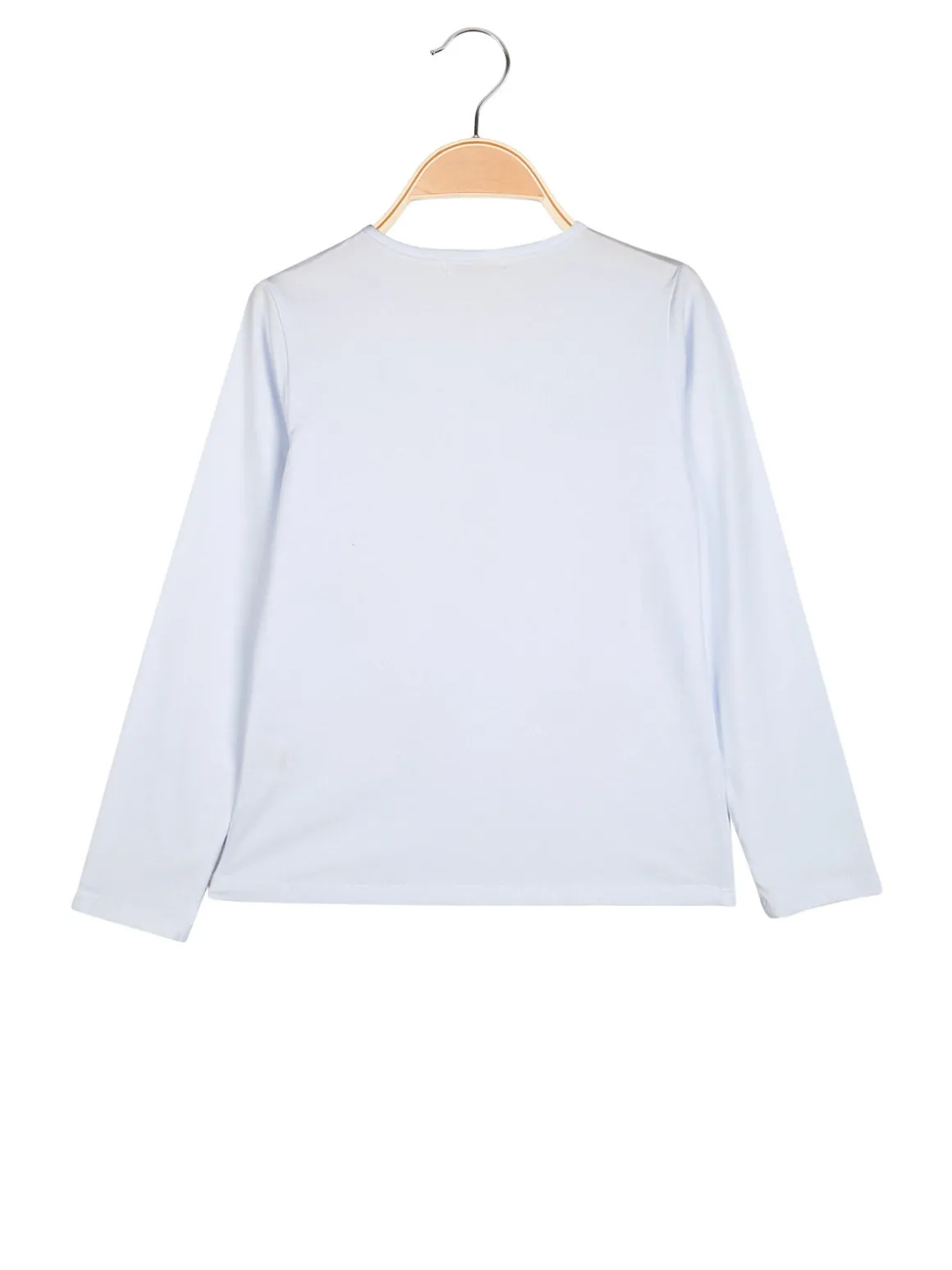 Sweet Junior T-shirt da bambina a maniche lunghe con strass e perle - bianco