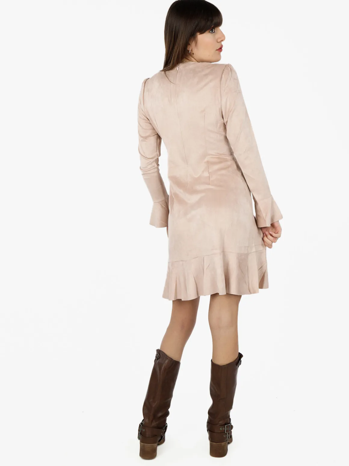 Sweet Miss Abito donna a maniche lunghe effetto scamosciato