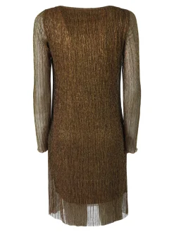 Sweet Miss Abito donna in lurex con maniche lunghe velate - ottanio